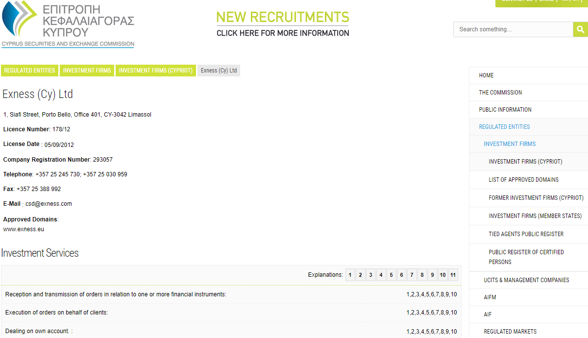 Exness Regulation with CySEC